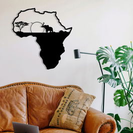 Decoratiune de perete, World Map Small Metal Decor, Metal, Dimensiune: 55 x 57 cm, Negru