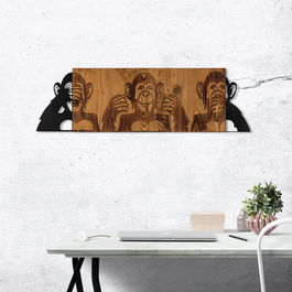 Decoratiune de perete, Flower 3 Metal Wall Decor, Metal, Cadru: 100% LEMN (grosime: 3 cm), Negru