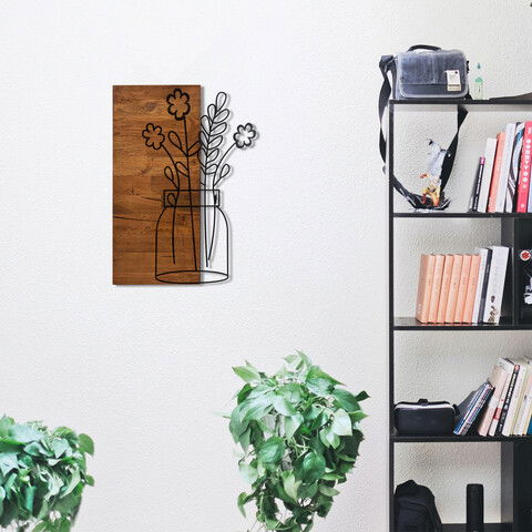 Decoratiune de perete, Venus, Metal, Cadru: 100% LEMN (grosime: 3 cm), Negru