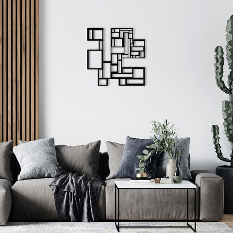 Decoratiune de perete, Leaf2 Metal Decor, Metal, Dimensiune: 50 x 50 cm, Nuc negru