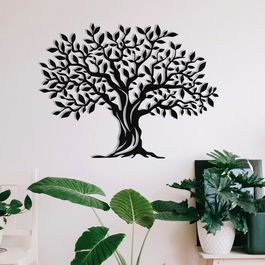 Decoratiune de perete, Muaz, Metal, Dimensiune: 69 x 52 cm, Nuc negru