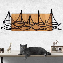 Decoratiune de perete, Kalp Agaç, Metal, Cadru: 100% LEMN (grosime: 3 cm), Negru