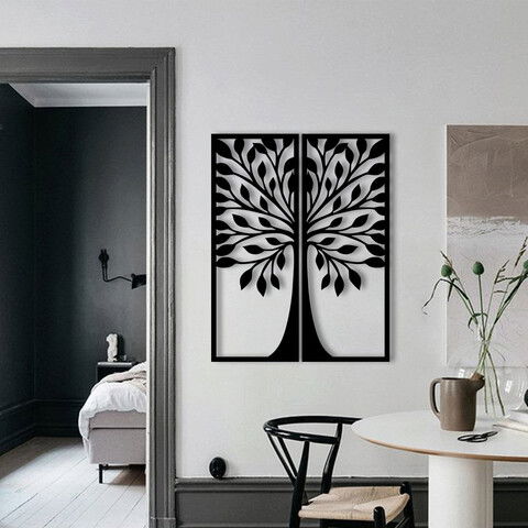 Decoratiune de perete, Tıger1, Metal, Dimensiune: 51 x 65 cm, Nuc negru