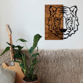 Decoratiune de perete, Cool Man 3, Metal, Cadru: 100% LEMN (grosime: 3 cm), Negru