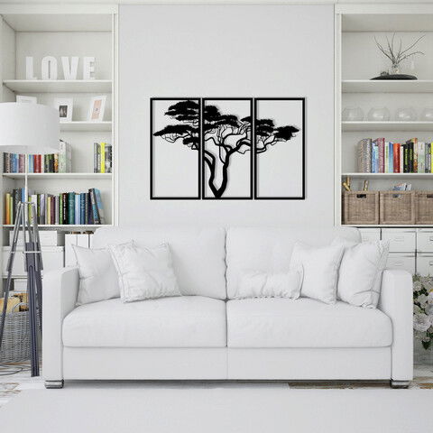 Decoratiune de perete, Yagmurlar , Metal, Dimensiune: 80 x 50 cm, Nuc negru