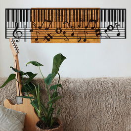 Decoratiune de perete, Arakan, Metal, Cadru: 100% LEMN (grosime: 3 cm), Negru