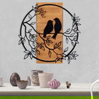 Decoratiune de perete, Birds İn Love 1, Metal, Cadru: 100% LEMN (grosime: 3 cm), Nuc negru
