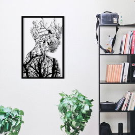 Decoratiune de perete, Aurora, Metal, Dimensiune: 42 x 62 cm, Negru