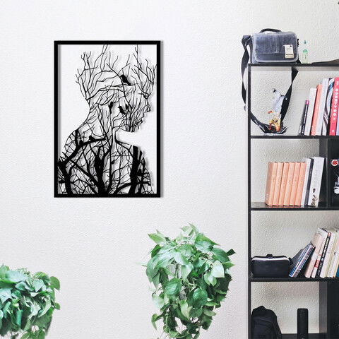 Decoratiune de perete, Aurora, Metal, Dimensiune: 42 x 62 cm, Negru