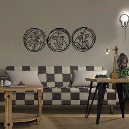 Decoratiune de perete, Jeyan, Metal, Dimensiune: 146 x 49 cm, Nuc negru