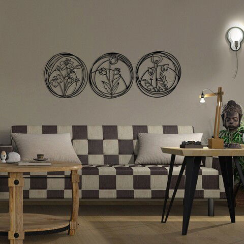 Decoratiune de perete, Jeyan, Metal, Dimensiune: 146 x 49 cm, Nuc negru