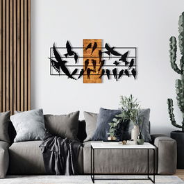 Decoratiune de perete, World Map Large Metal Decor, Metal, Cadru: 100% LEMN (grosime: 3 cm), Negru