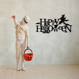 Decoratiune de perete, Halloween 13, Metal, Dimensiune: 67 x 35 cm, Negru