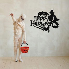 Decoratiune de perete, Halloween 4, Metal, Dimensiune: 53 x 41 cm, Negru