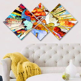 Set 4 tablouri decorative, 4MDF1021939786, MDF, Imprimat UV, Multicolor
