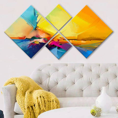 Set 4 tablouri decorative, 4MDF1044630916, MDF, Imprimat UV, Multicolor