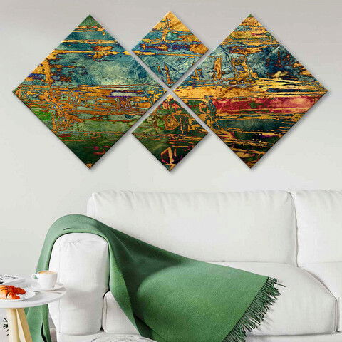 Set 4 tablouri decorative, 4MDF10944245, MDF, Imprimat UV, Multicolor