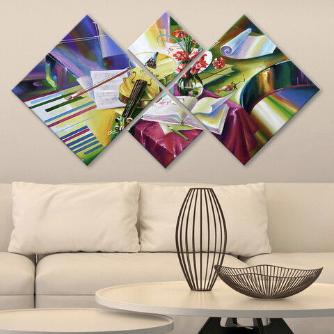 Set 4 tablouri decorative, 4MDF1105735442, MDF, Imprimat UV, Multicolor