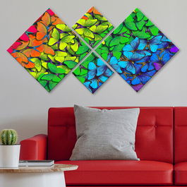 Set 4 tablouri decorative, 4MDF1270004971, MDF, Imprimat UV, Multicolor