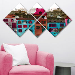 Set 4 tablouri decorative, 4MDF128063447, MDF, Imprimat UV, Multicolor
