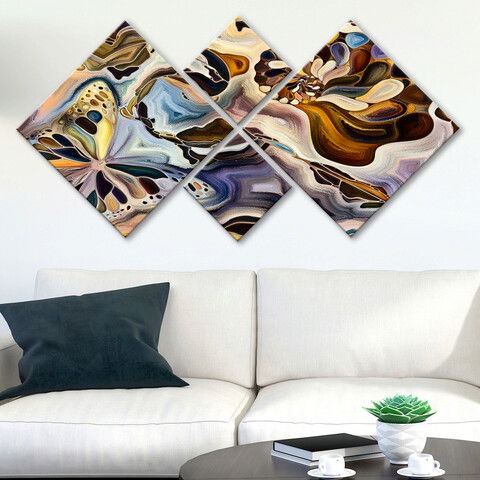 Set 4 tablouri decorative, 4MDF1302490105, MDF, Imprimat UV, Multicolor