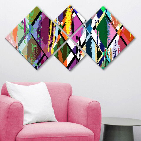 Set 4 tablouri decorative, 4MDF133483577, MDF, Imprimat UV, Multicolor