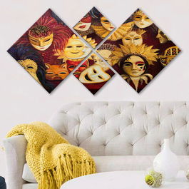 Set 4 tablouri decorative, 4MDF136447223, MDF, Imprimat UV, Multicolor