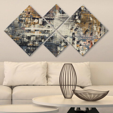 Set 4 tablouri decorative, 4MDF1448614754, MDF, Imprimat UV, Multicolor