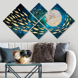 Set 4 tablouri decorative, 4MDF1613488855, MDF, Imprimat UV, Multicolor