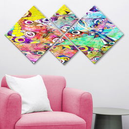 Set 4 tablouri decorative, 4MDF172686509, MDF, Imprimat UV, Multicolor