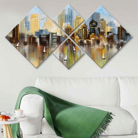Set 4 tablouri decorative, 4MDF1723744372, MDF, Imprimat UV, Multicolor