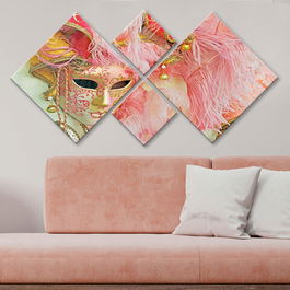 Set 4 tablouri decorative, 4MDF173372528, MDF, Imprimat UV, Multicolor
