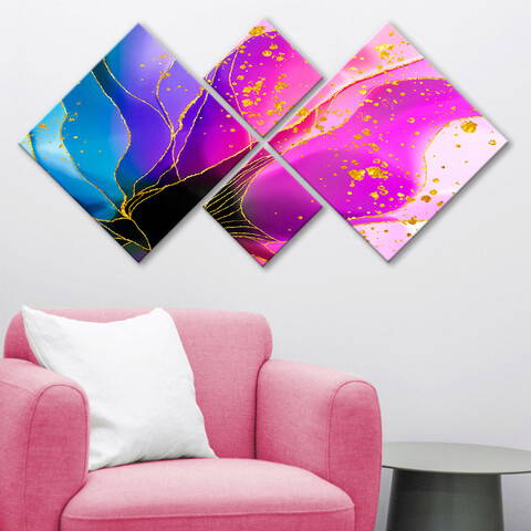 Set 4 tablouri decorative, 4MDF18445391743, MDF, Imprimat UV, Multicolor