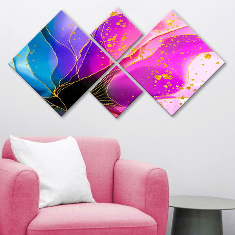 Set 4 tablouri decorative, 4MDF18445391743, MDF, Imprimat UV, Multicolor