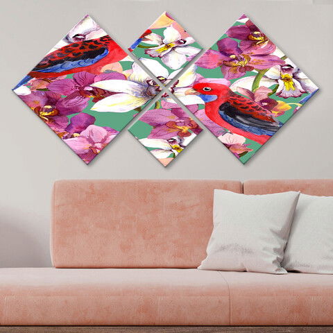 Set 4 tablouri decorative, 4MDF195377042, MDF, Imprimat UV, Multicolor
