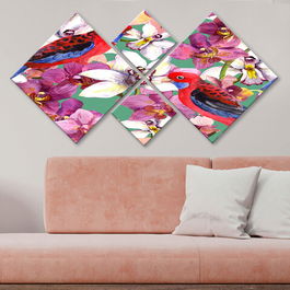Set 4 tablouri decorative, 4MDF195377042, MDF, Imprimat UV, Multicolor