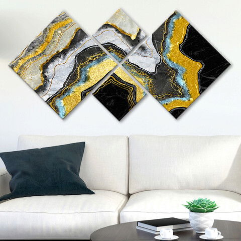 Set 4 tablouri decorative, 4MDF19589560392, MDF, Imprimat UV, Multicolor