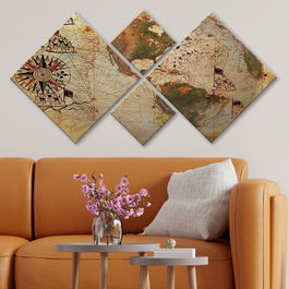 Set 4 tablouri decorative, 4MDF2023823, MDF, Imprimat UV, Multicolor