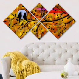 Set 4 tablouri decorative, 4MDF21764481286, MDF, Imprimat UV, Multicolor
