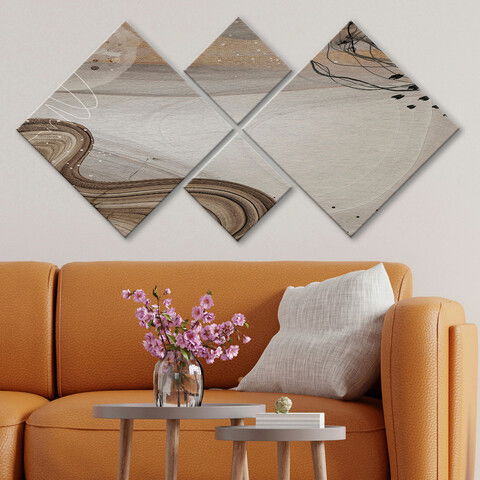 Set 4 tablouri decorative, 4MDF2209841, MDF, Imprimat UV, Multicolor