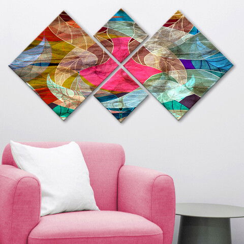 Set 4 tablouri decorative, 4MDF225299638, MDF, Imprimat UV, Multicolor
