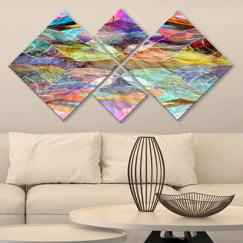 Set 4 tablouri decorative, 4MDF225299644, MDF, Imprimat UV, Multicolor