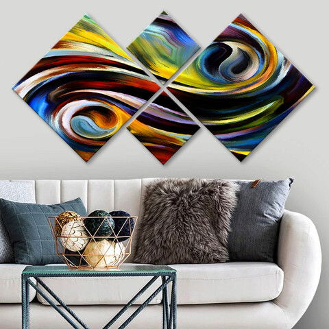 Set 4 tablouri decorative, 4MDF225930748, MDF, Imprimat UV, Multicolor