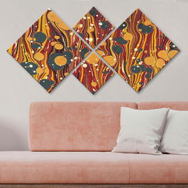 Set 4 tablouri decorative, 4MDF2369441, MDF, Imprimat UV, Multicolor