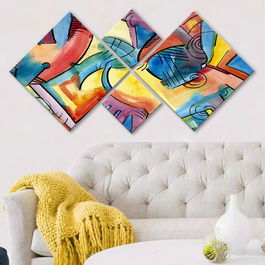 Set 4 tablouri decorative, 4MDF257466661, MDF, Imprimat UV, Multicolor