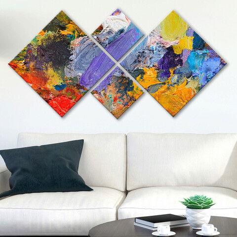 Set 4 tablouri decorative, 4MDF269895851, MDF, Imprimat UV, Multicolor