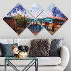 Set 4 tablouri decorative, 4MDF274654277, MDF, Imprimat UV, Multicolor