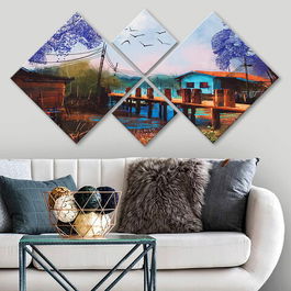 Set 4 tablouri decorative, 4MDF274654277, MDF, Imprimat UV, Multicolor