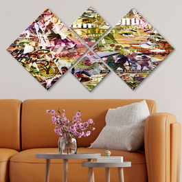 Set 4 tablouri decorative, 4MDF2812607, MDF, Imprimat UV, Multicolor