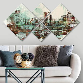 Set 4 tablouri decorative, 4MDF363401084, MDF, Imprimat UV, Multicolor